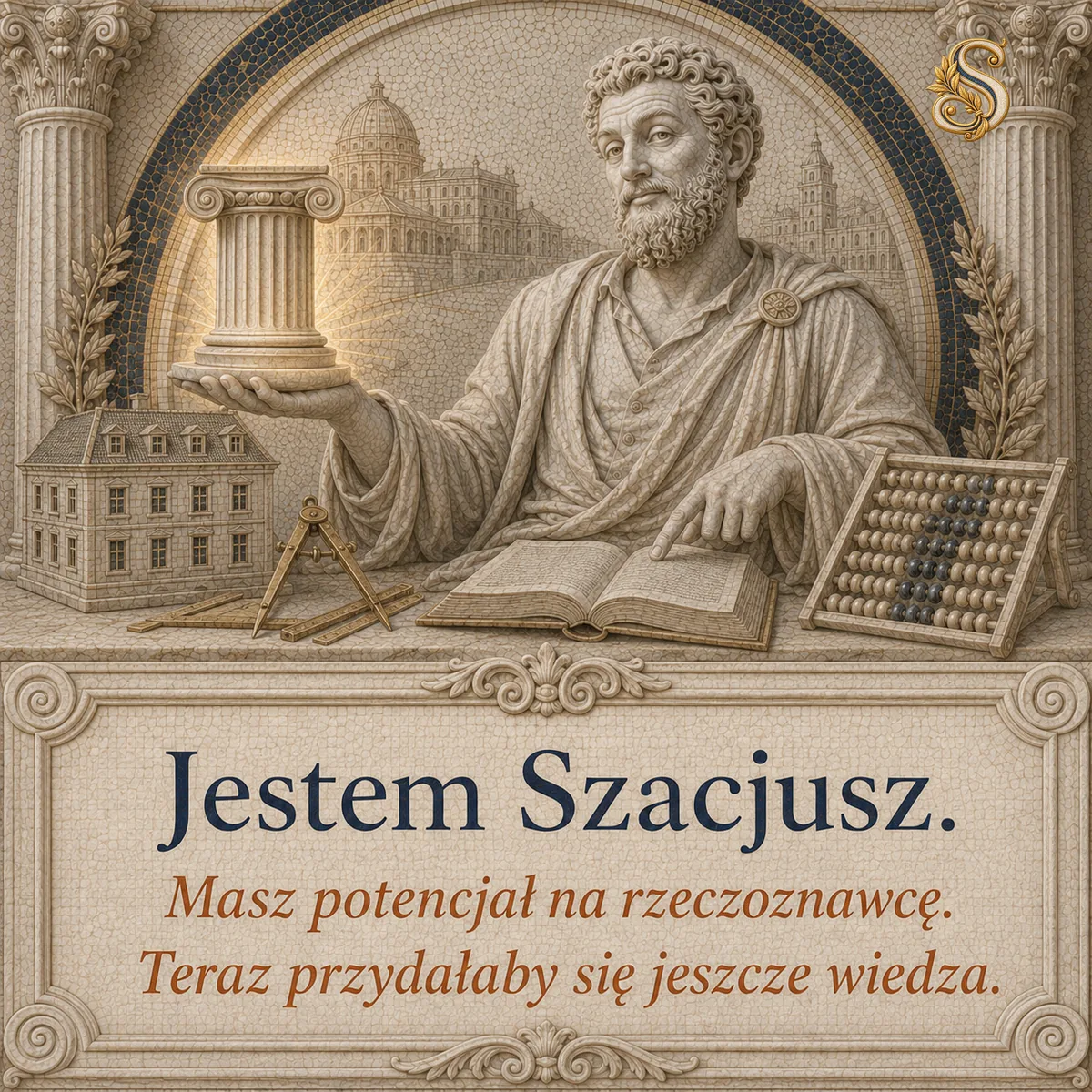 Szacjusz o potencjale kandydata. Napis: Masz potencjał na rzeczoznawcę. Teraz przydałaby się jeszcze wiedza.